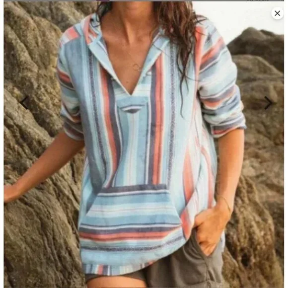 NWT Faherty Baja Sierra Paradise Hooded Pullover Top Tunic W's S $158 Organic - Picture 16 of 17